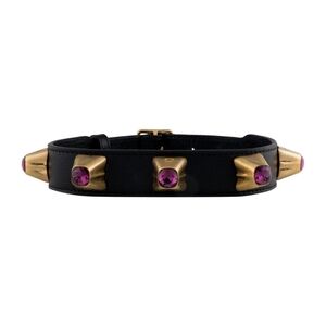 Gucci Leather & Crystal Studded Choker Necklace